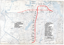 858518 Kaart van de geprojecteerde Westelijke Ringbaan rond Amsterdam en de te verleggen spoorlijn tussen Halfweg en ...